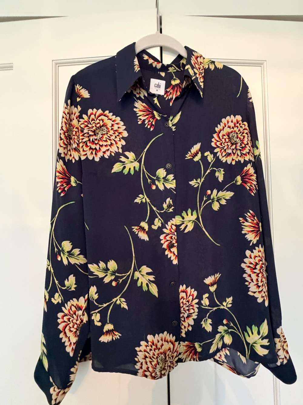 CAbi Navy Floral Blouse